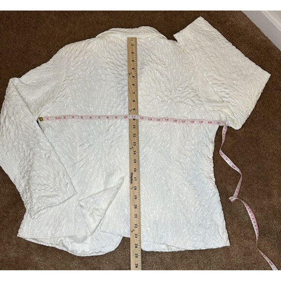 John Meyer Collection Creamy White  Textured Brocade Skirt Suit Set Size 14/16 - Picture 5 of 17